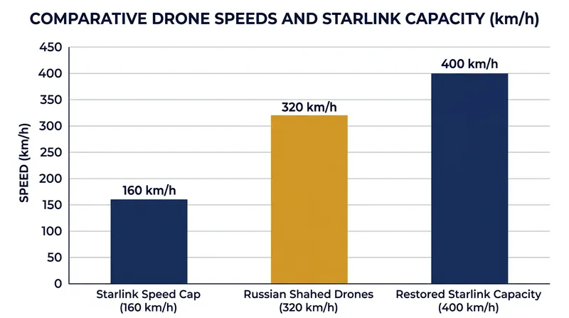 The 160 km/h speed cap prevented Ukrainian interceptor drones from chasing down faster Russian targets.