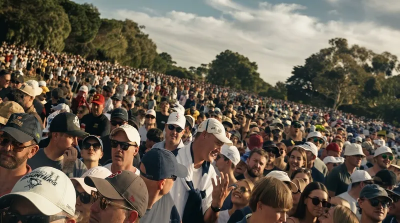 Tyrrell Hatton and Ian Poulter walking together on a green golf course during a professional tournament.