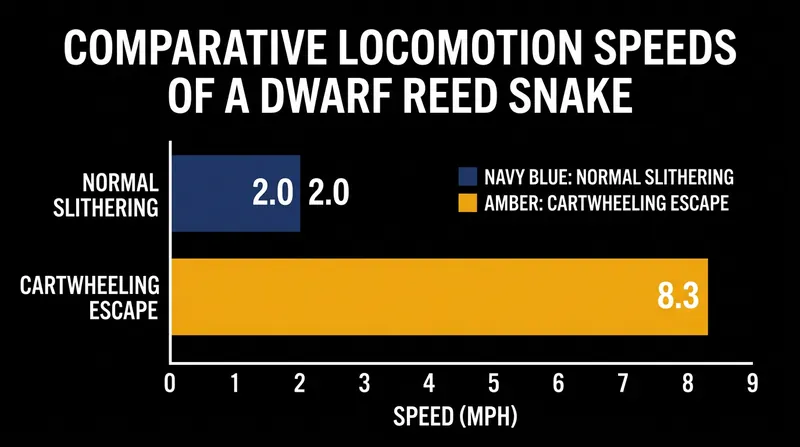 Cartwheeling allows the dwarf reed snake to move four times faster than its standard undulating slither.