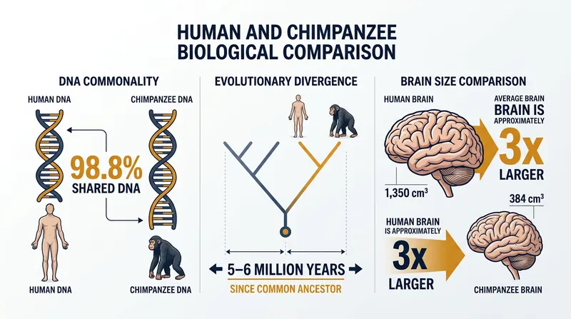 Despite sharing 98.8 percent of their DNA, human brains grow to be roughly three times larger than those of chimpanzees.