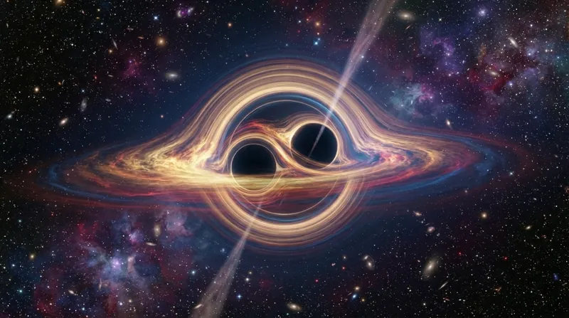 Illustration: The proof relies on complex higher-dimensional spacetime geometries to bypass traditional topological censorship.
