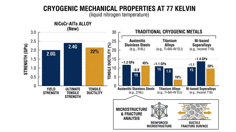 The hierarchical nano-ordered alloy achieves a record-setting combination of strength and ductility at −196 degrees Celsius.