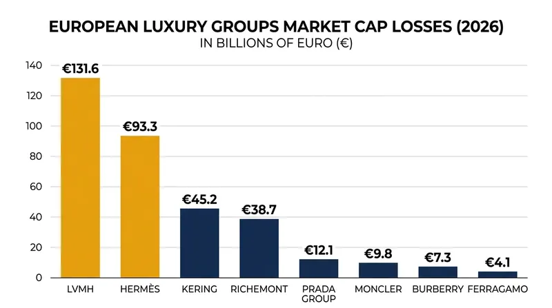 LVMH and Hermès accounted for the vast majority of the €251 billion in market value lost by Europe's top six luxury groups.