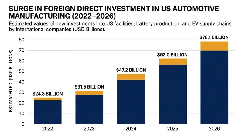 Foreign automakers are increasingly shifting capital to the US to bypass new trade levies.