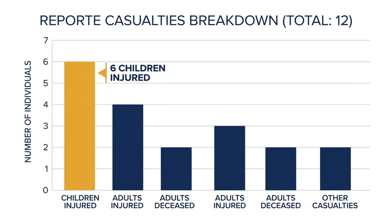 Preliminary casualty reports indicate that half of the victims injured near the stadium were children.
