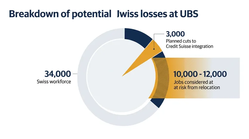 A relocation could eliminate up to 12,000 domestic roles, compounding the cuts already planned from the Credit Suisse integration.