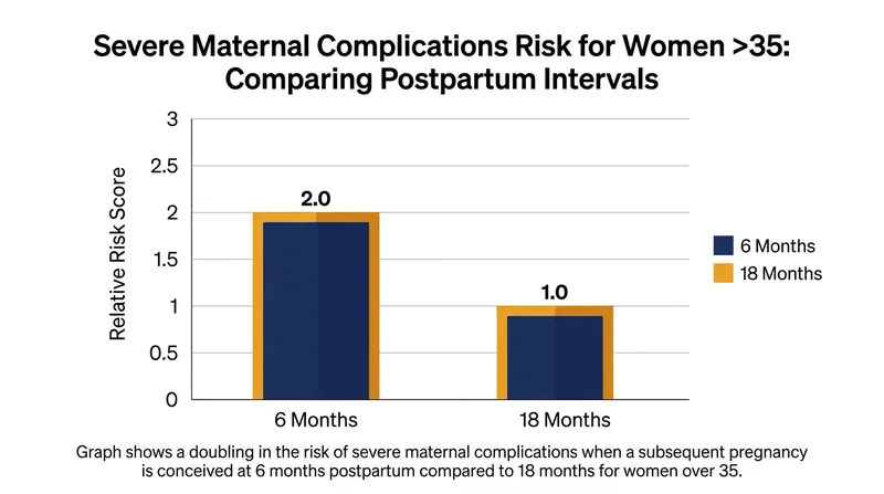 Short inter-pregnancy intervals significantly elevate the risk of severe complications, particularly for older mothers.