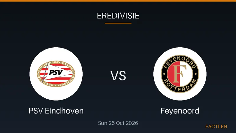 Soccer players in red and white PSV Eindhoven kits challenging players in Feyenoord kits during a match.
