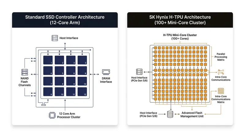 The H-TPU architecture replaces a handful of powerful general-purpose cores with a swarm of specialized units.