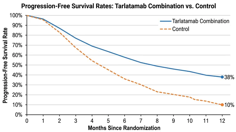 Progression-free survival more than tripled with the dual-drug regimen.