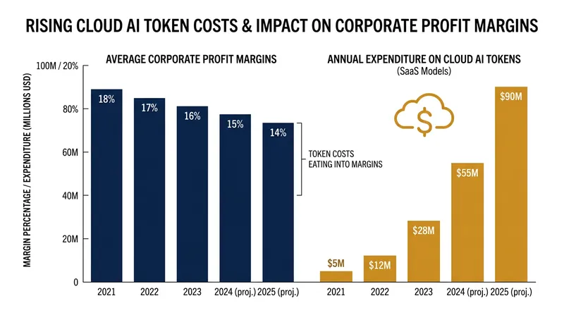Because inference costs scale linearly with usage, rising token consumption actively squeezes corporate profit margins.