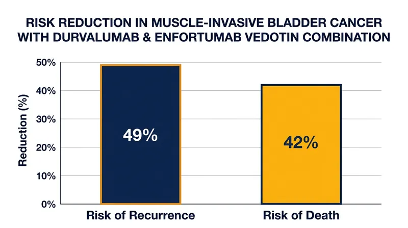 The perioperative combination significantly reduced both disease recurrence and overall mortality.