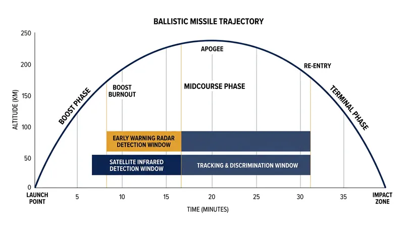 Space-based infrared sensors detect missile launches minutes before ground-based radar systems can spot them over the horizon.