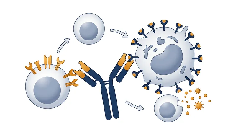 Teclistamab binds simultaneously to myeloma cells and immune T cells, forcing the immune system to attack the cancer.