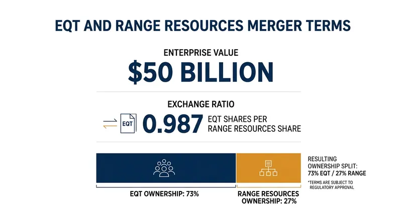 Key financial terms of the EQT and Range Resources all-stock merger.