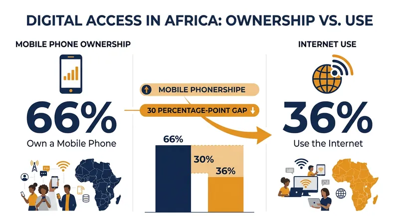 In regions like Africa, owning a mobile device does not guarantee internet access.