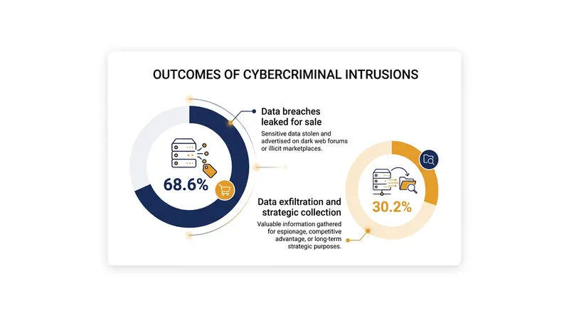 The majority of successful cybercriminal intrusions result in data being leaked or sold on dark web forums.