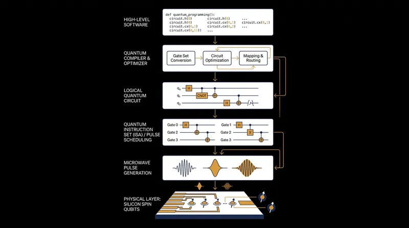 Classiq's software acts as a compiler, translating high-level functional models into optimized quantum circuits.