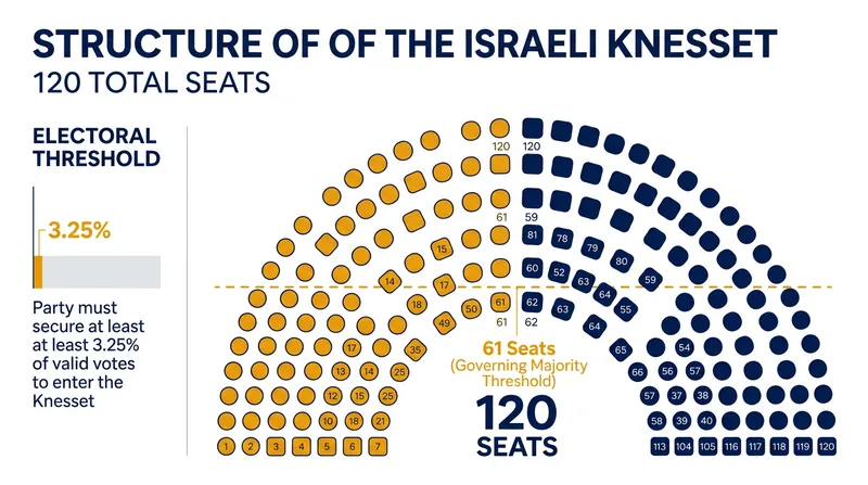 To form a government, a coalition must secure at least 61 of the Knesset's 120 seats.