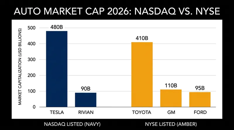 General Motors joins Tesla, Rivian, and Lucid on the tech-heavy Nasdaq exchange.