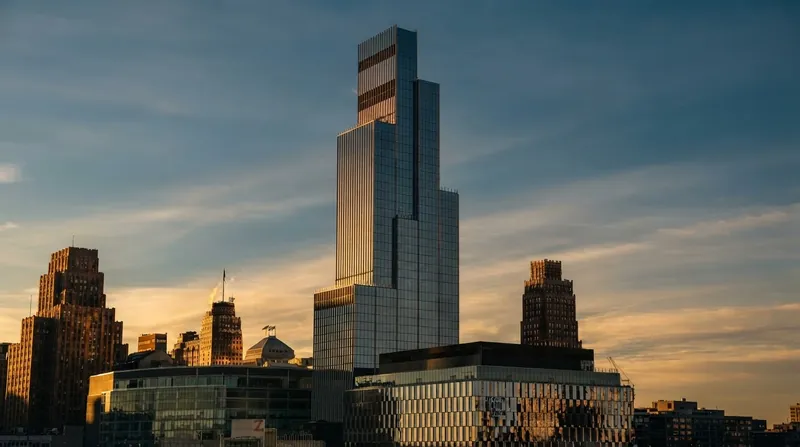 The General Motors corporate logo displayed on a large digital billboard in a city setting.