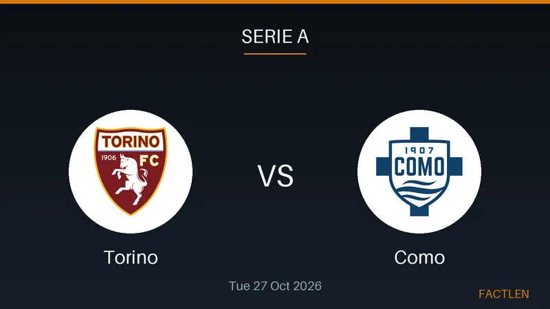 Torino and Como players compete for the ball during a Serie A match under stadium lights.