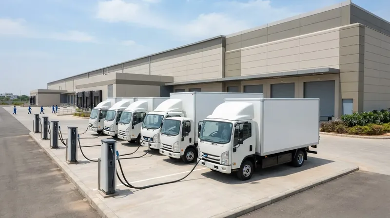 Illustration: Amazon is installing high-capacity fast chargers at its sorting centers to support the new fleet.