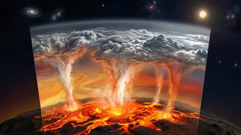 Researchers hypothesize that the planet's magma ocean constantly vaporizes rock, which rises and condenses to form a protective mineral cloud layer.
