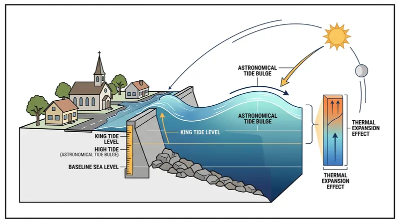 The flooding is driven by a convergence of astronomical alignments and elevated Pacific Ocean temperatures.