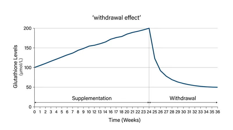 Biological benefits are not permanent; glutathione levels drop rapidly once the daily supplementation is stopped.