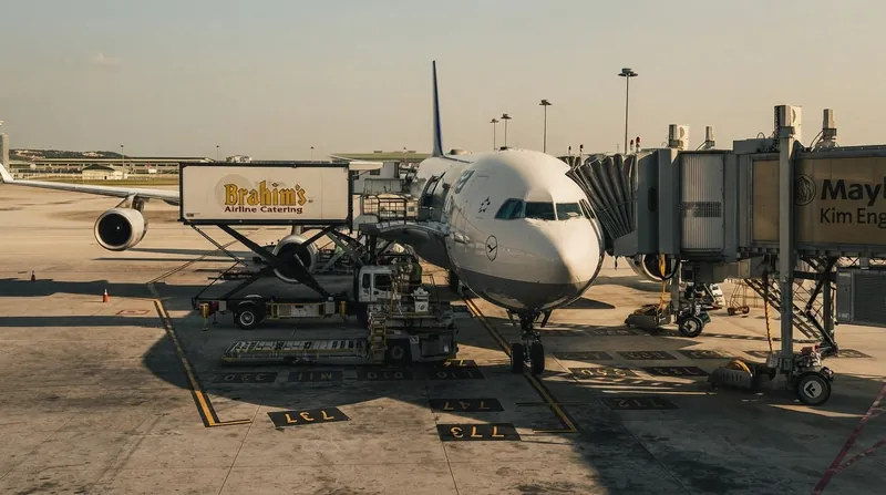 Wide view of the cargo terminal and logistics operations at Kuala Lumpur International Airport.