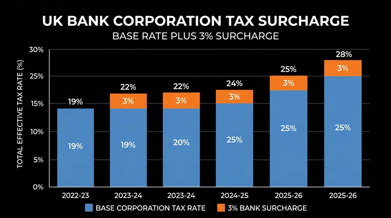 The new 3% surcharge aims to capture an estimated £2.5 billion in annual receipts from the banking sector.