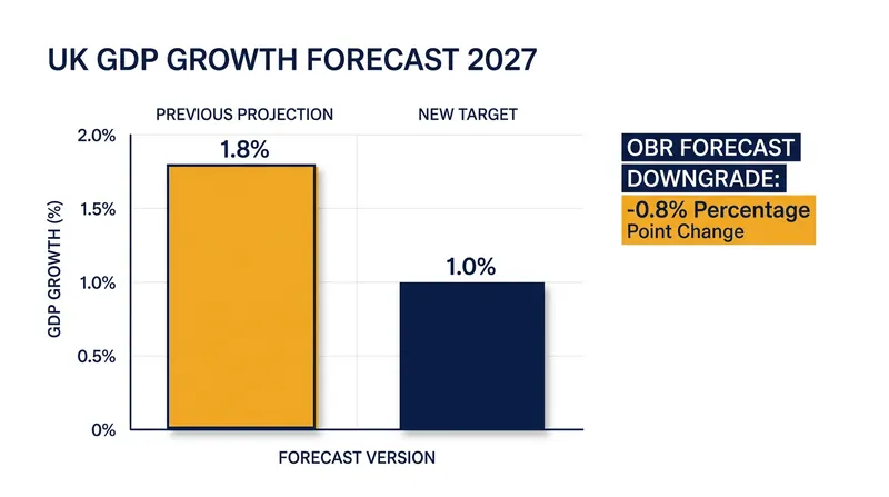The Office for Budget Responsibility slashed its 2027 UK growth forecast to 1%.