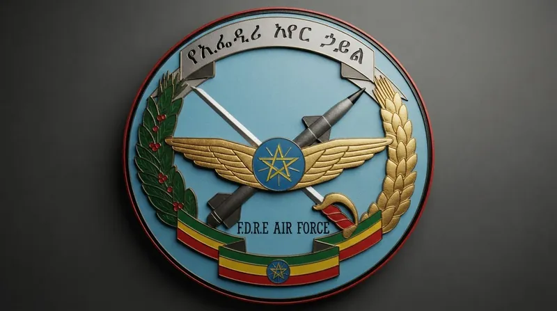 A Russian-made Su-35 fighter jet bearing Ethiopian flag markings parked on an airport tarmac.