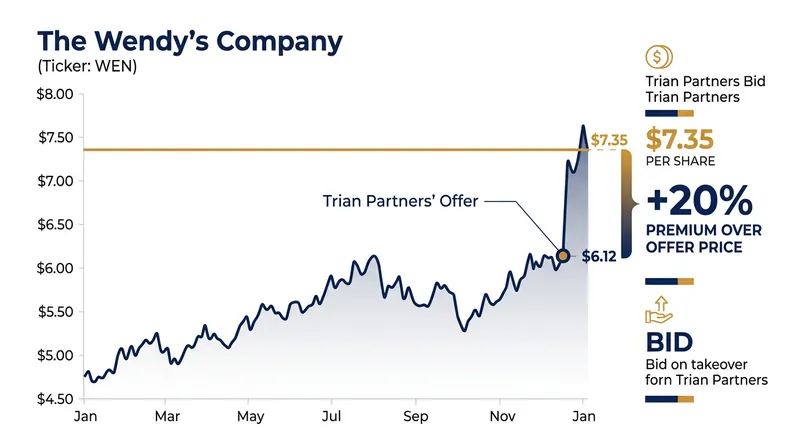 Trian's $7.35 per share cash offer represents a 20 percent premium over Wendy's recent closing price.