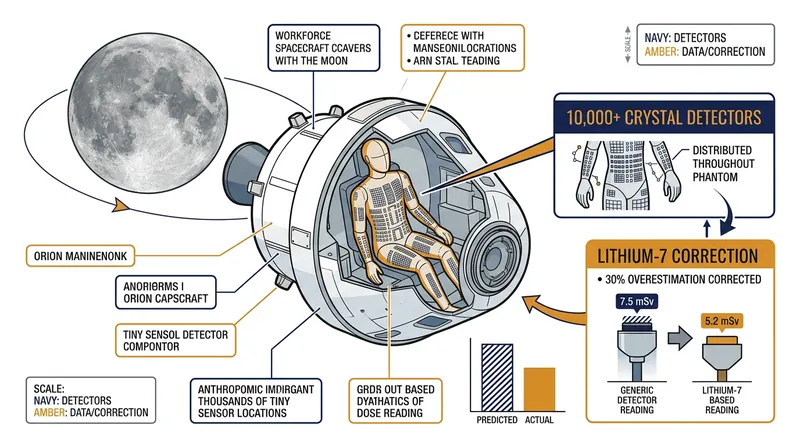 More than 10,000 crystal detectors were embedded inside two mannequins to measure radiation penetration.