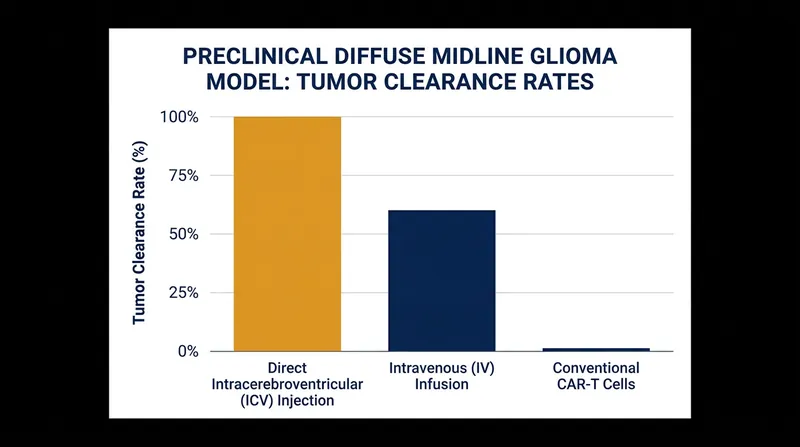 Direct injection into the brain fluid cleared tumors in 100 percent of tested mice, significantly outperforming conventional CAR-T therapy.