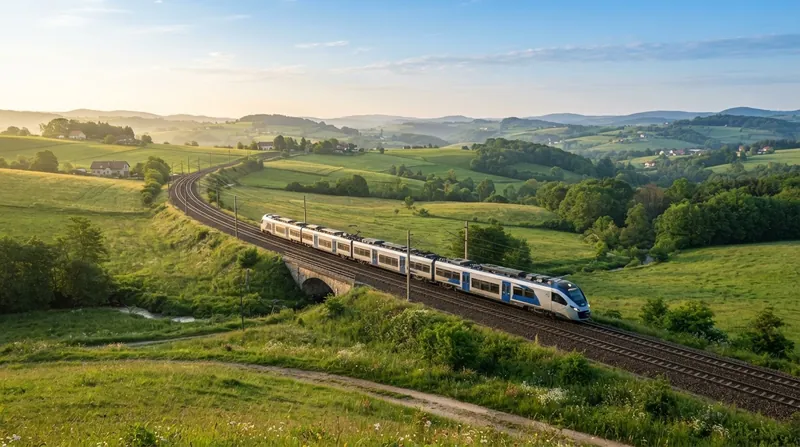 Illustration: Electrified rail networks offer a low-emission alternative to domestic aviation for regional travel.
