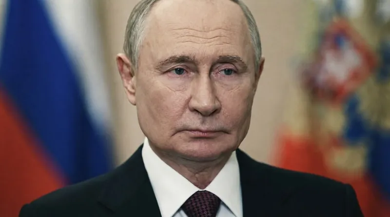 Russian President Vladimir Putin addresses a large assembly of African leaders and delegates at a summit in Moscow.