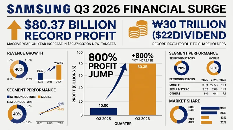 Samsung's third-quarter operating profit surged nearly 800 percent compared to the same period in 2025.