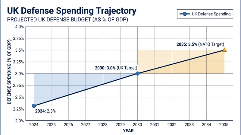 The Treasury's timeline locks the UK into a rapid acceleration of military spending over the next decade.