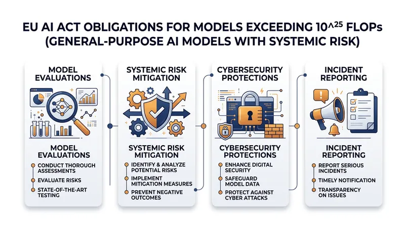Models crossing the 10^25 FLOPs threshold face strict obligations under Article 55 of the EU AI Act.