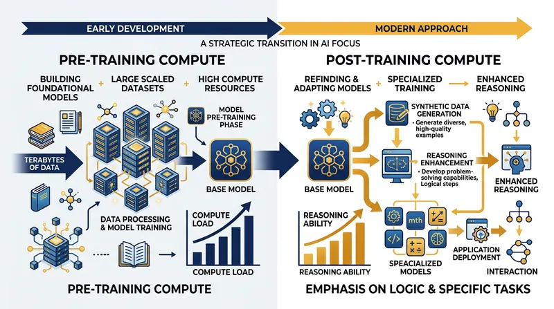 Post-training techniques are consuming an increasing share of total compute, challenging traditional pre-training thresholds.
