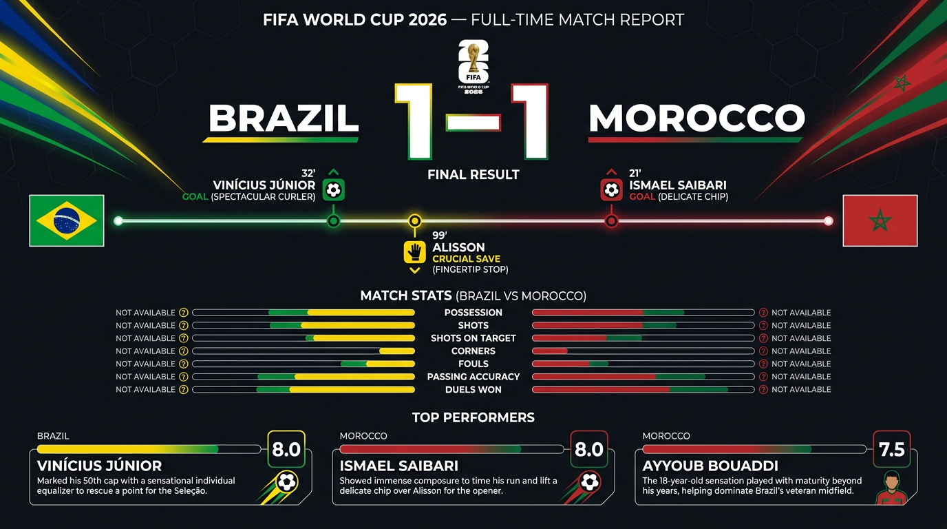 Brazil vs Morocco match statistics