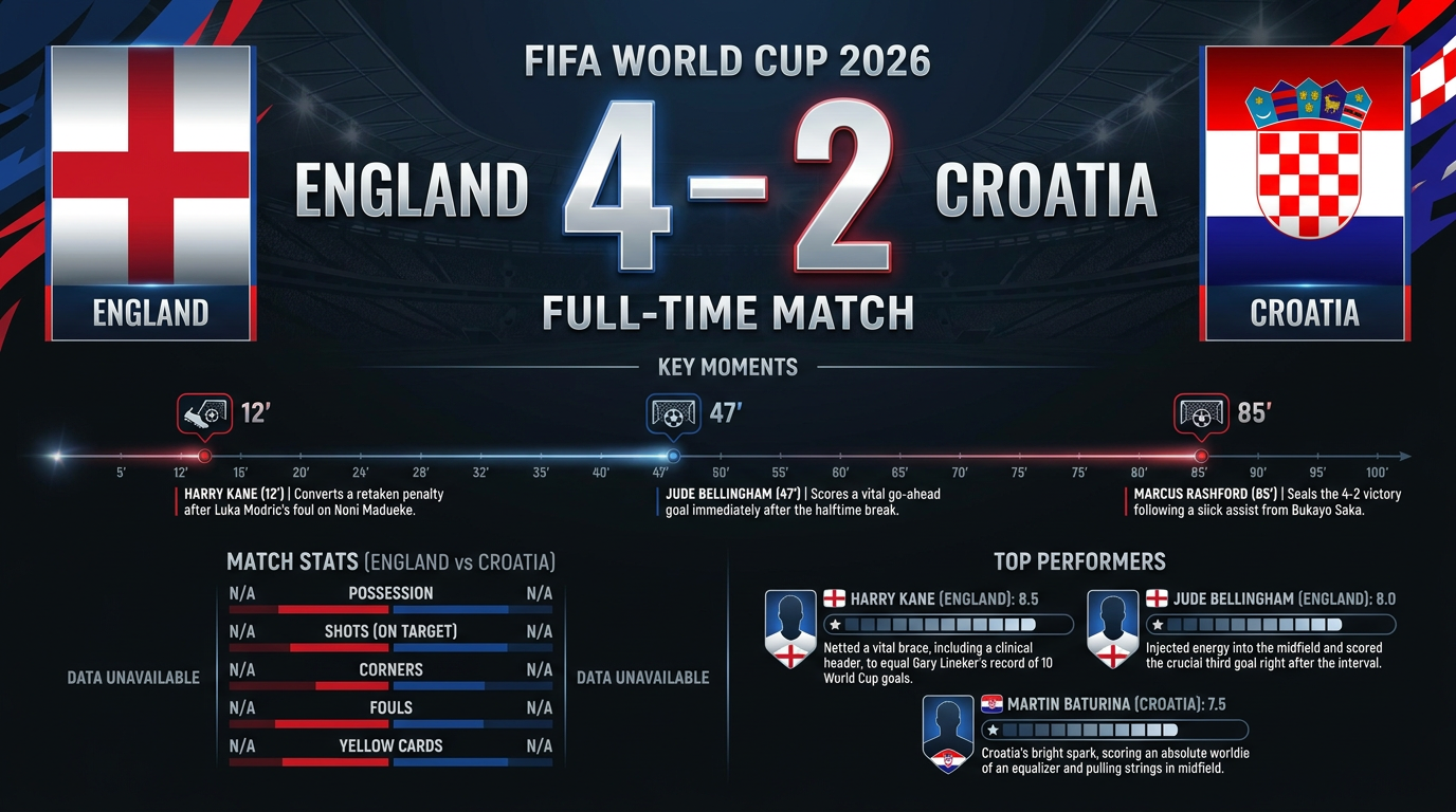 England vs Croatia match statistics