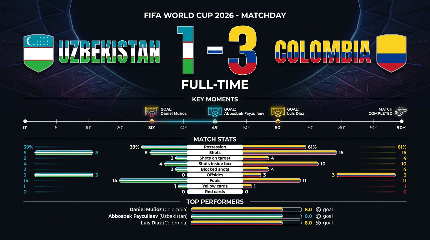 Uzbekistan vs Colombia match statistics