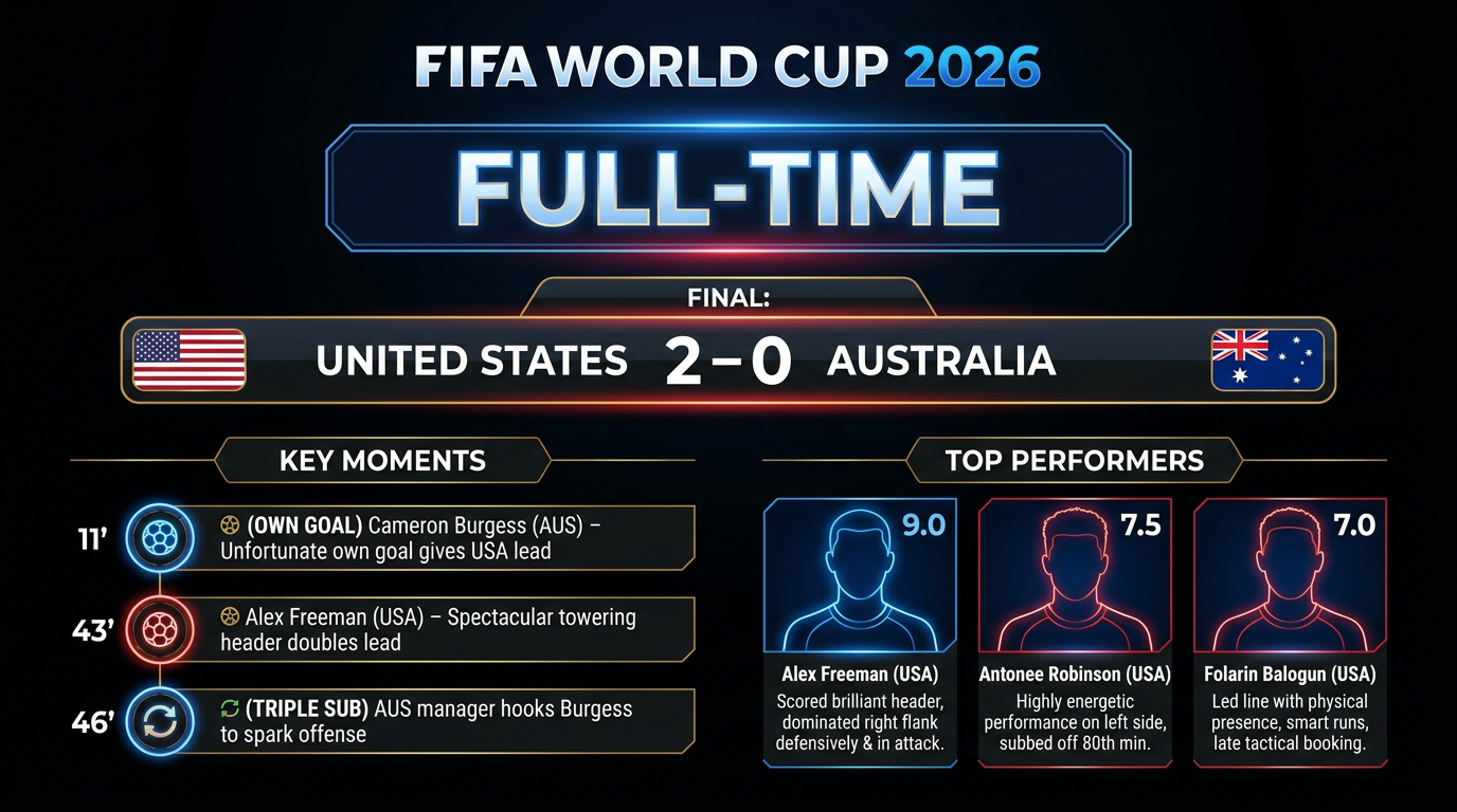 United States vs Australia match statistics