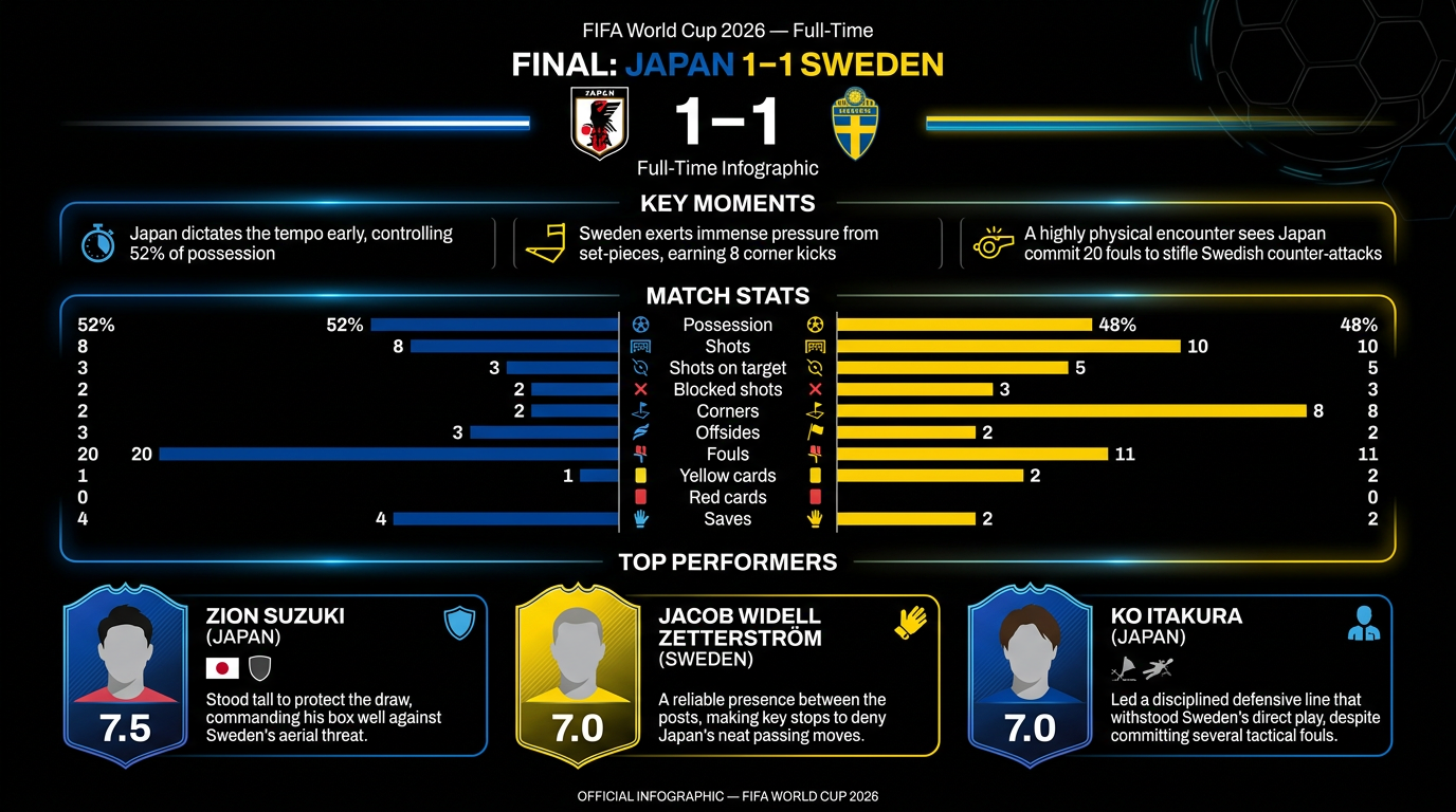 Japan vs Sweden match statistics