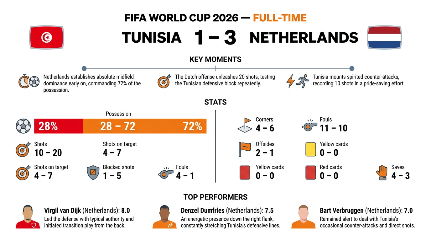 Tunisia vs Netherlands match statistics